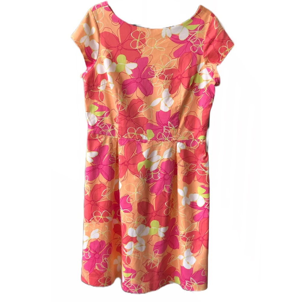 Danny & Nicole Pleated Orange and Pink Dress